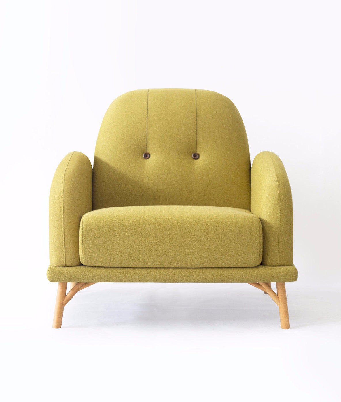 NIFTY SOFA (SINGLE) Sofa ziinlife Lime Yellow - Wood Buttons