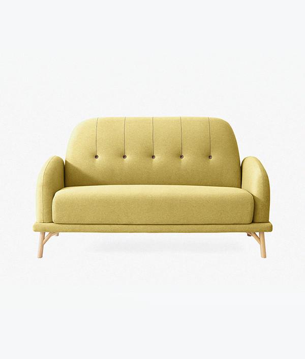 NIFTY SOFA (DOUBLE) Sofa ziinlife Lime Yellow - Wood Buttons